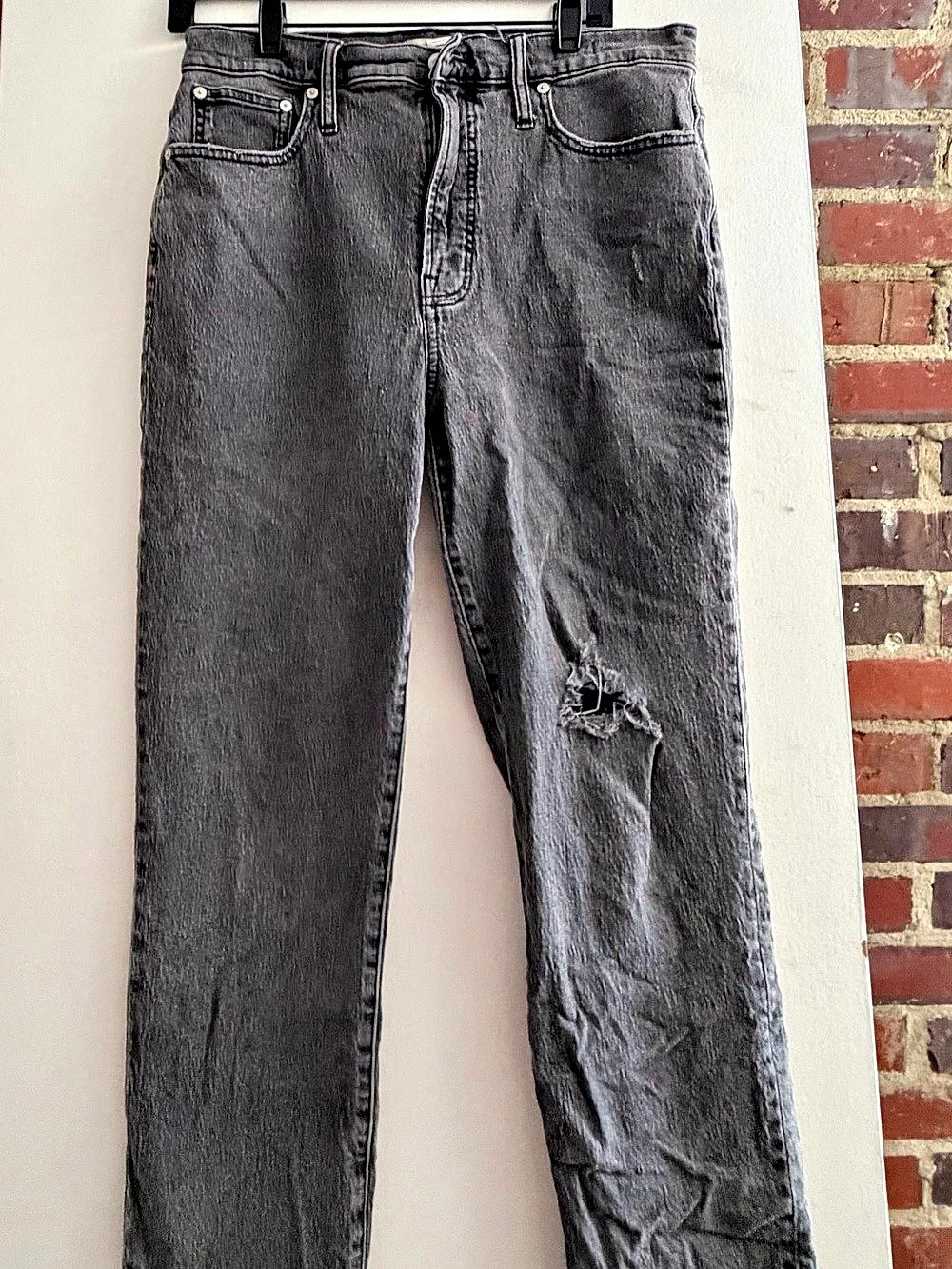 Madewell The Perfect Vintage Jean Distressed Straight Leg Gray Waist 30